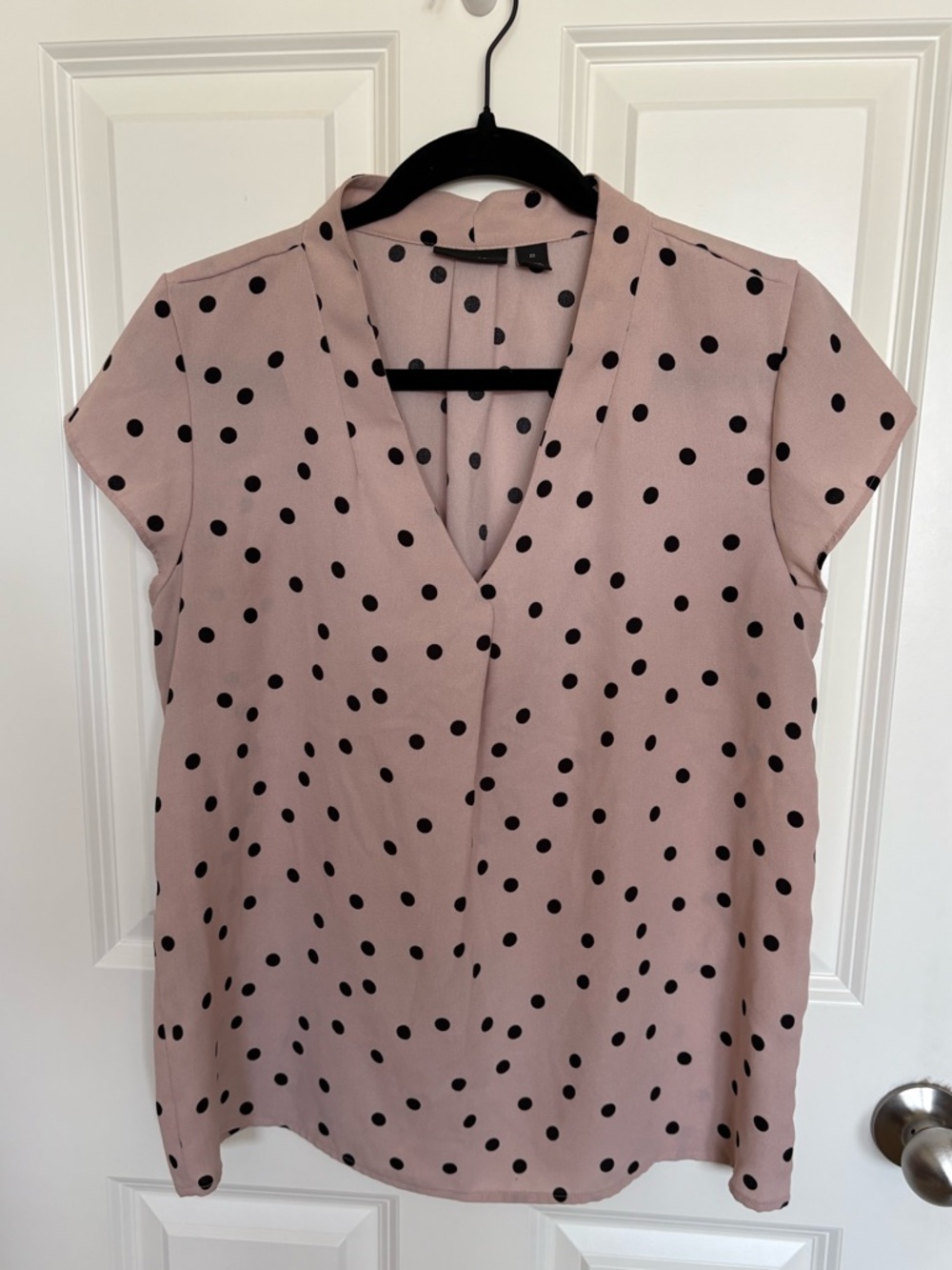 Halogen Dusty Pink Polka Dot V-Neck Short Sleeve Blouse